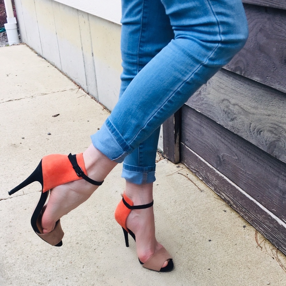 Zara Colorblock Suede Heel in Size 8